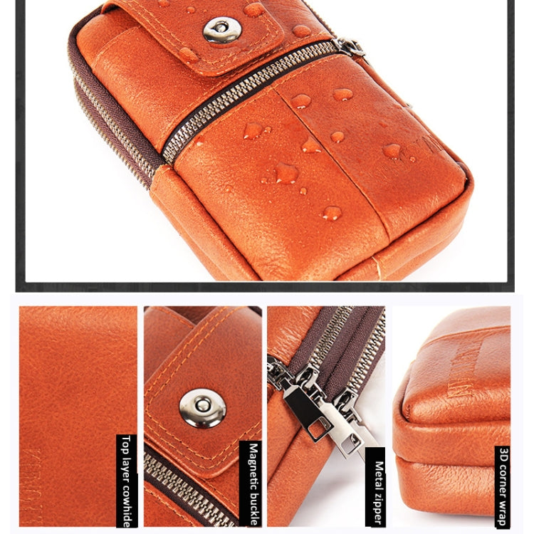 KUNQITIAN Mobile Phone Waist Bag Belt Leather Case With Shoulder Strap, Size: M(Black)