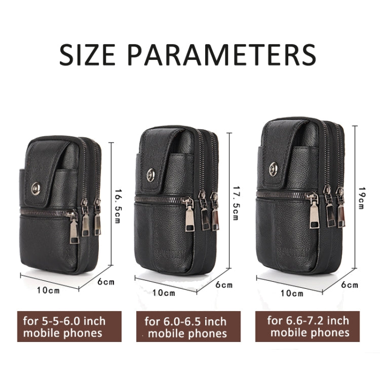 KUNQITIAN Mobile Phone Waist Bag Belt Leather Case With Shoulder Strap, Size: L(Brown Yellow)