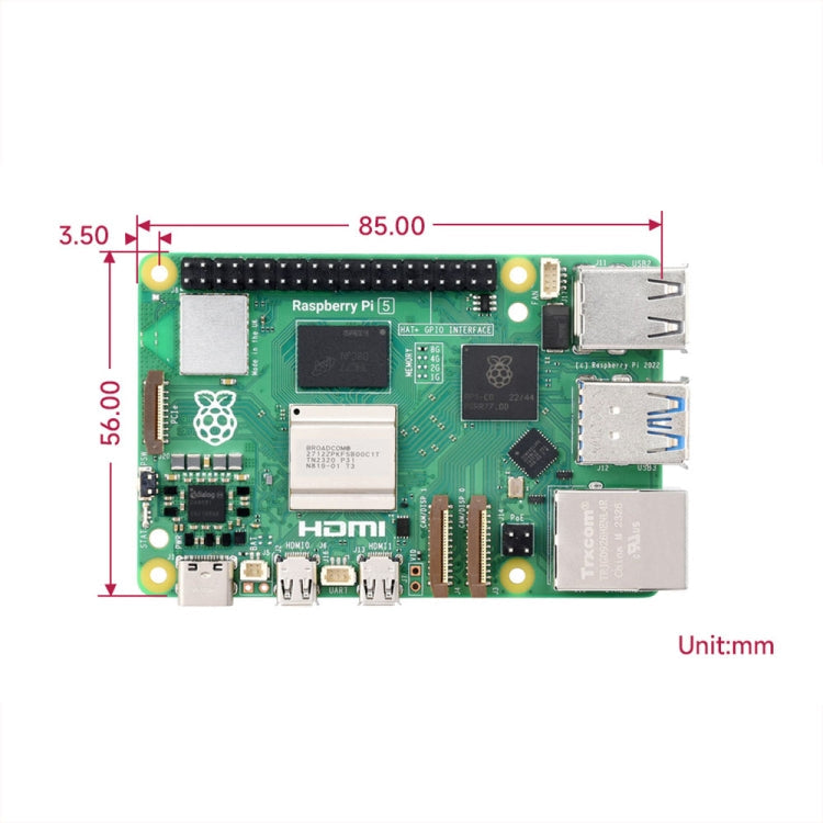 Waveshare For Raspberry Pi 5 2.4GHz Quad-Core BCM2712 Processor Development Board, Spec: 2GB