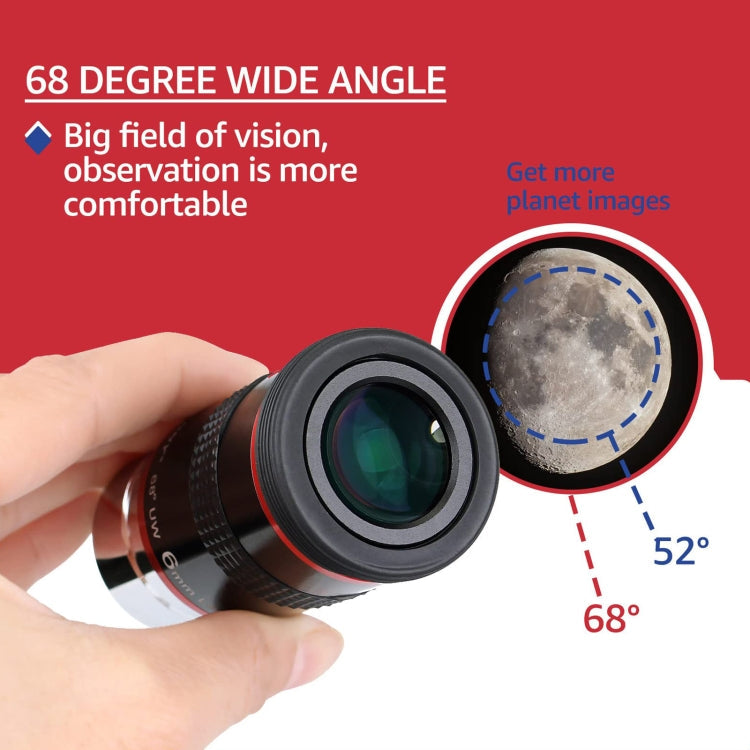 SVBONY F9152A 1.25 inch Ultra Wide Angle 68 Degree 6mm Astronomical Telescope Eyepiece