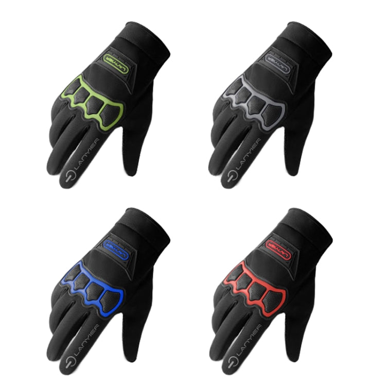 LANYIER Fall Winter Motorcycle Outdoor Riding Gloves Men Velvet Warm Non-slip Touch Screen Windproof Gloves, Size: Average(Red)