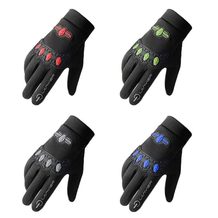 LANYIER Fall Winter Men Outdoor Motorcycle Gloves Riding Warm Windproof Anti-Slip Waterproof Touch Screen Gloves, Size: Average(Red)
