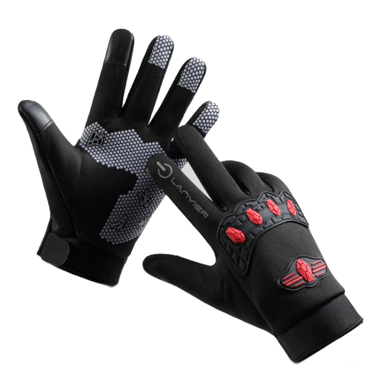 LANYIER Fall Winter Men Outdoor Motorcycle Gloves Riding Warm Windproof Anti-Slip Waterproof Touch Screen Gloves, Size: Average(Blue)