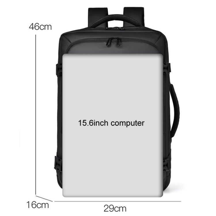 WEIXIER B726 Simple Expandable Double-Shoulder Backpack Large Capacity Business Casual Bag(Black)