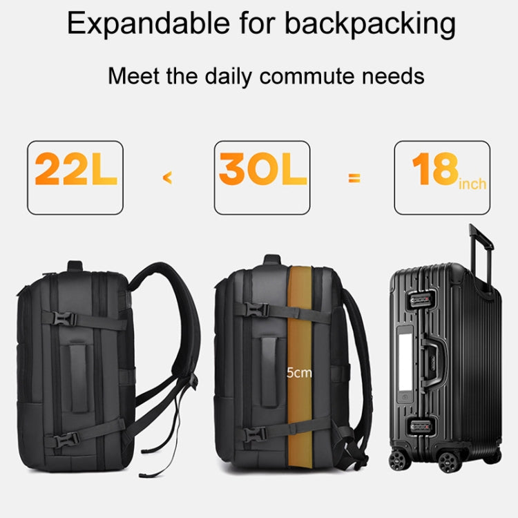 WEIXIER B724 Business Large Capacity Double-Shoulder Commuter Computer Bag Expandable Travel Backpack(Black)