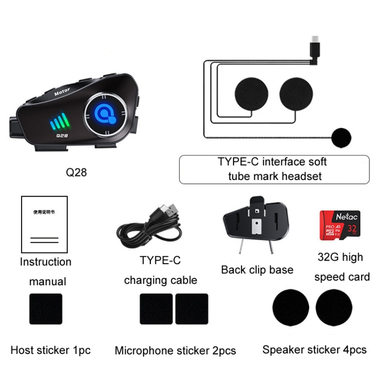 KUQIBAO Q28 Motorcycle Riding Helmet Bluetooth-compatible Headset Recorder(Soft Microphone)