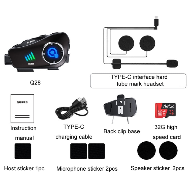 KUQIBAO Q28 Motorcycle Riding Helmet Bluetooth-compatible Headset Recorder(Hard Microphone)