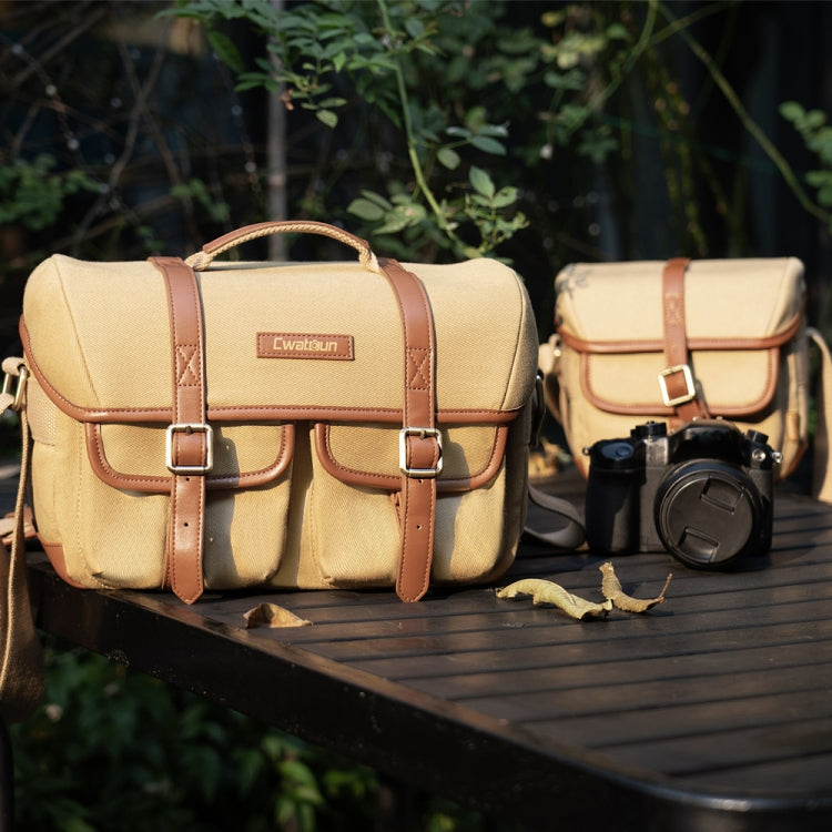 Cwatcun D146 Large Vintage Camera Bag Crossbody Canvas Digital Bag