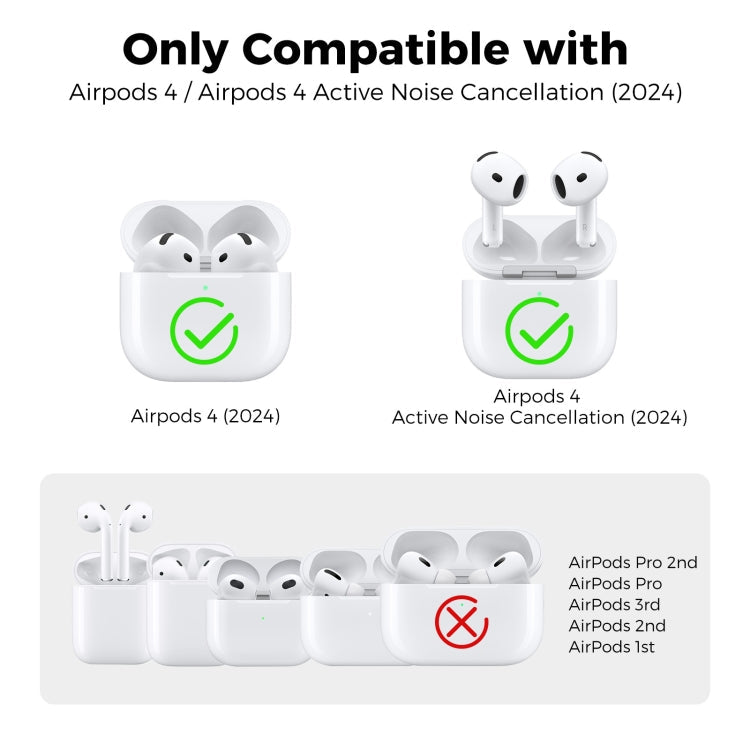 For Airpods 4 AhaStyle WG164 Earphone Anti-Drop TPU Split Protective Case(Transparent)