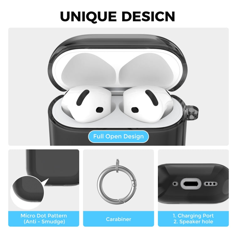 For Airpods 4 AhaStyle WG164 Earphone Anti-Drop TPU Split Protective Case(Transparent Shiny)