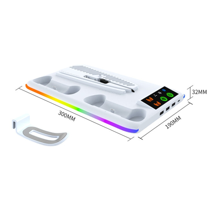 For PS5 Slim / PS5 iplay HA-8008 Cooling Bracket Headphone Organiser Grip Holder Charger(White)