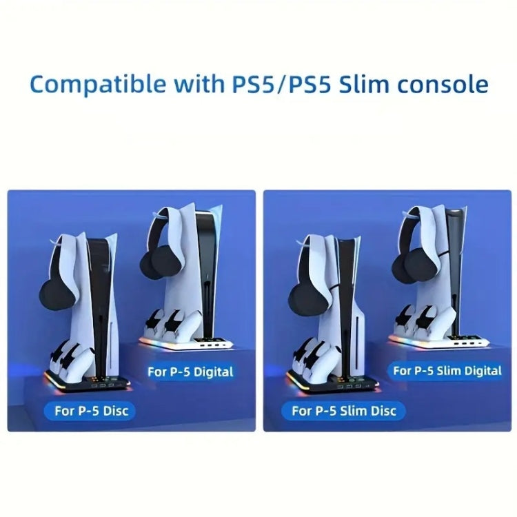 For PS5 Slim / PS5 iplay HA-8008 Cooling Bracket Headphone Organiser Grip Holder Charger(White)