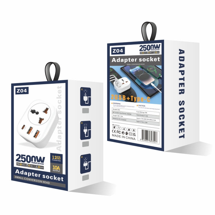 Universal Converter Plug 2USB+Type-C Smart Converter Socket, UK Plug, US Plug, EU Plug