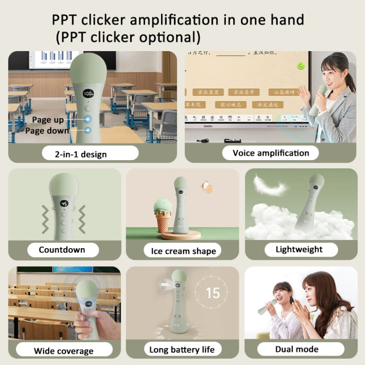 Oubai Z10 Bluetooth Wireless Microphone Voice Megaphone For Teacher, Version: PPT Clicker Version