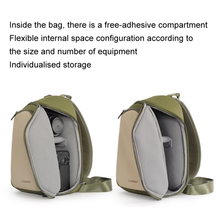Cwatcun D148 Medium Casual Camera Bag Shoulder Crossbody Daily Photography Bag, Color: Army Green
