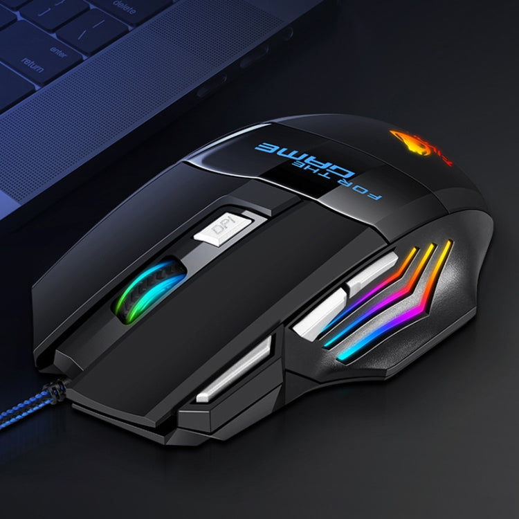T-WOLF M1 7-keys RGB Atmosphere Light USB Gaming Wired Mouse(Black)