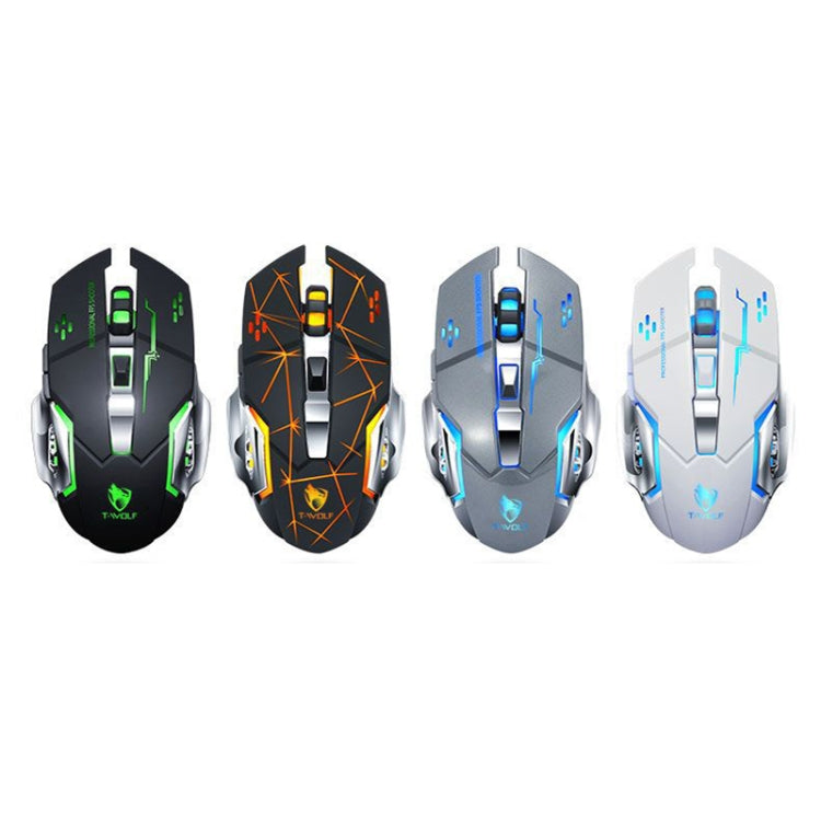 T-WOLF Q13 2.4GHz 6-keys RGB Colorful Light Gaming Wireless Mouse, Color: Single Mode Gray