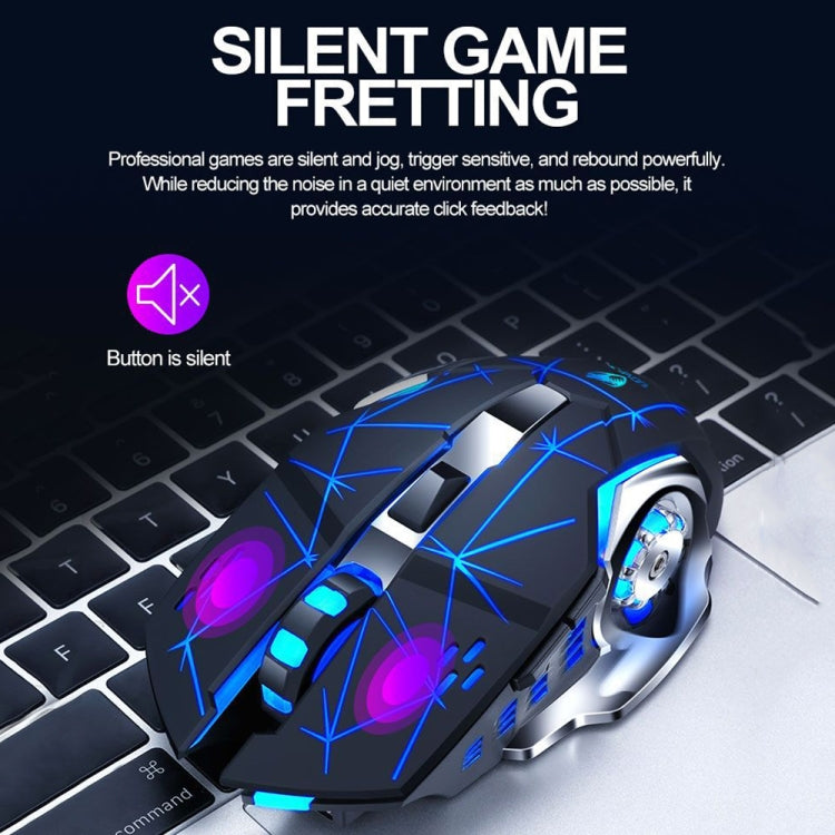 T-WOLF Q13 2.4GHz 6-keys RGB Colorful Light Gaming Wireless Mouse, Color: Dual Mode Star Black