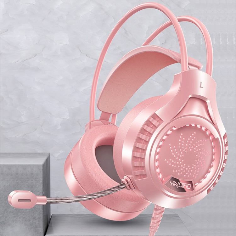 YINDIAO Q7 Colorful Light Computer Wired Headset USB Gaming Headset Dual 3.5mm + USB Pink