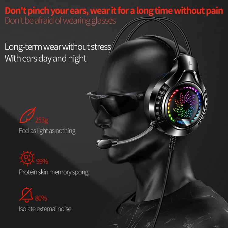 YINDIAO Q7 Colorful Light Computer Wired Headset USB Gaming Headset USB7.1 Sound Card White