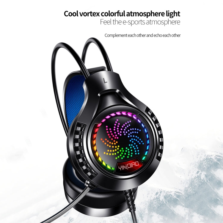 YINDIAO Q7 Colorful Light Computer Wired Headset USB Gaming Headset USB7.1 Sound Card Pink