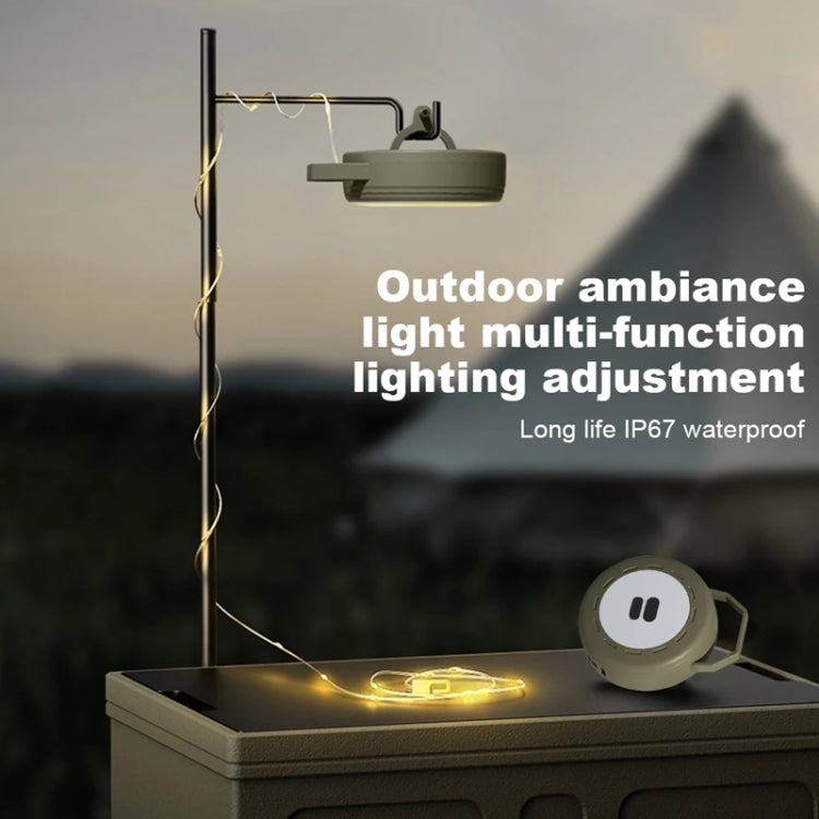 TUBUZHE 2 In 1 LED Portable String Lamp Camping Atmosphere Light USB Rechargeable Outdoor Tent Night Light(Black)