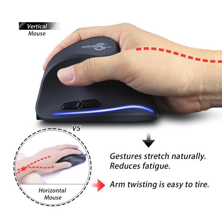 ZELOTES F35 6-buttons Vertical Grip Ergonomic Rechargeable Wireless Mouse(Blue Light)