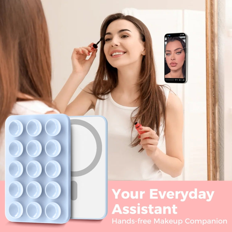 AhaStyle CY202 Suction Cup Magnetic Phone Holder Silicone Adhesive Mirror Sticker(Light Blue)
