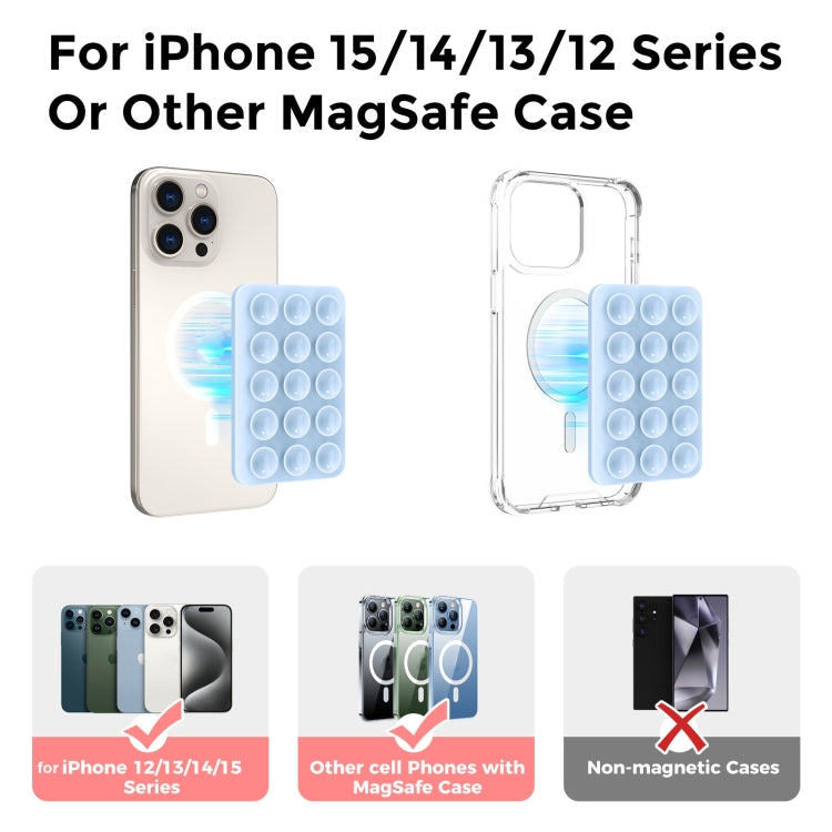 AhaStyle CY202 Suction Cup Magnetic Phone Holder Silicone Adhesive Mirror Sticker(Light Blue)