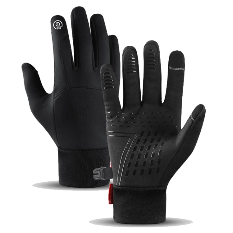 Kyncilor Waterproof Cycling Warm Gloves Two-finger Touch Screen Ultra-soft Velvet Outdoor Gloves, Size: XL(Black)