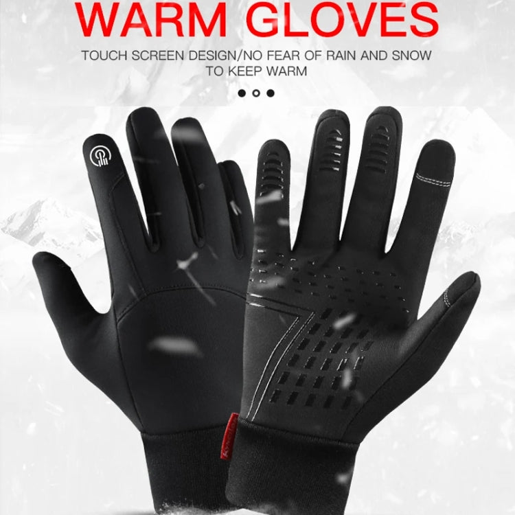 Kyncilor Waterproof Cycling Warm Gloves Two-finger Touch Screen Ultra-soft Velvet Outdoor Gloves, Size: M(Black)