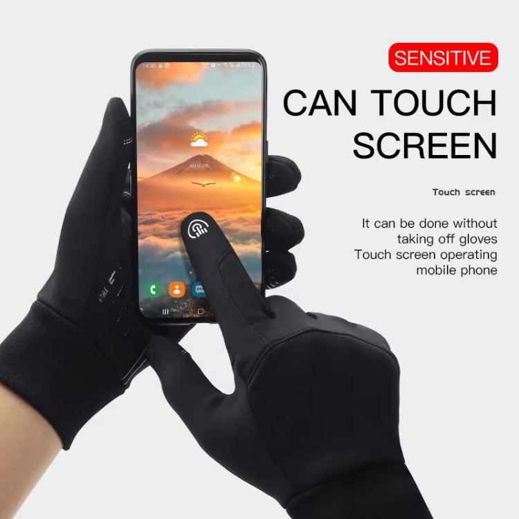 Kyncilor Waterproof Cycling Warm Gloves Two-finger Touch Screen Ultra-soft Velvet Outdoor Gloves, Size: XL(Black)