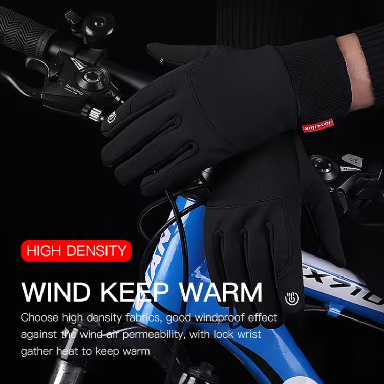Kyncilor Waterproof Cycling Warm Gloves Two-finger Touch Screen Ultra-soft Velvet Outdoor Gloves, Size: L(Gray)