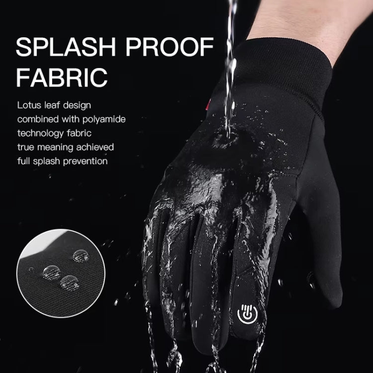 Kyncilor Waterproof Cycling Warm Gloves Two-finger Touch Screen Ultra-soft Velvet Outdoor Gloves, Size: M(Black)