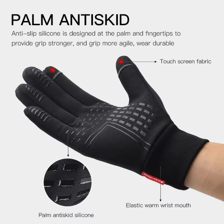 Kyncilor Waterproof Cycling Warm Gloves Two-finger Touch Screen Ultra-soft Velvet Outdoor Gloves, Size: M(Black)