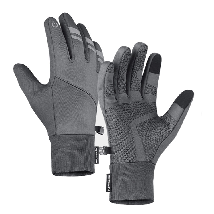 Kyncilor Velvet Warm Cycling Gloves Reflective Touch Screen Ski Water-repellent Elastic Gloves, Size: M(Gray)