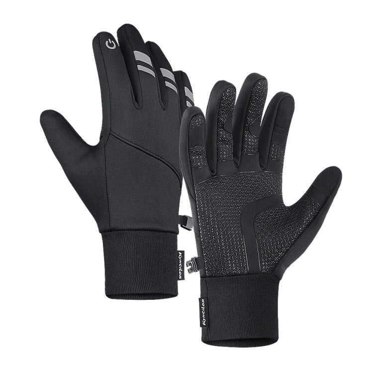 Kyncilor Velvet Warm Cycling Gloves Reflective Touch Screen Ski Water-repellent Elastic Gloves, Size: L(Black)