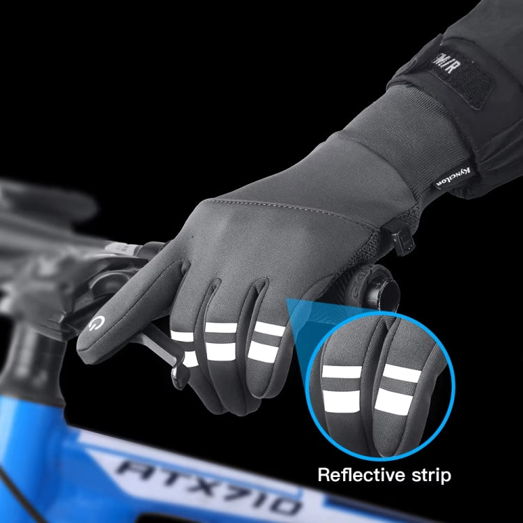 Kyncilor Velvet Warm Cycling Gloves Reflective Touch Screen Ski Water-repellent Elastic Gloves, Size: XL(Black)