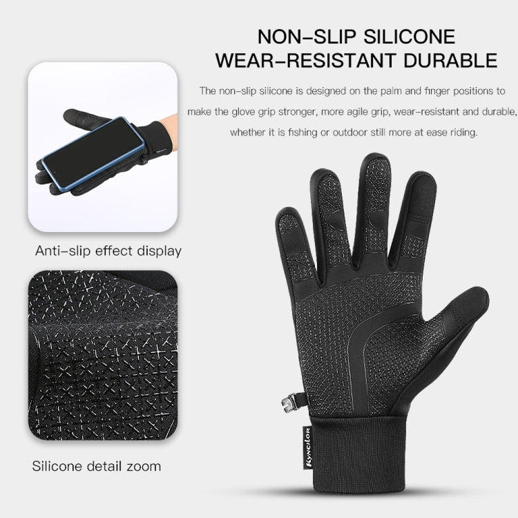 Kyncilor Velvet Warm Cycling Gloves Reflective Touch Screen Ski Water-repellent Elastic Gloves, Size: XL(Black)