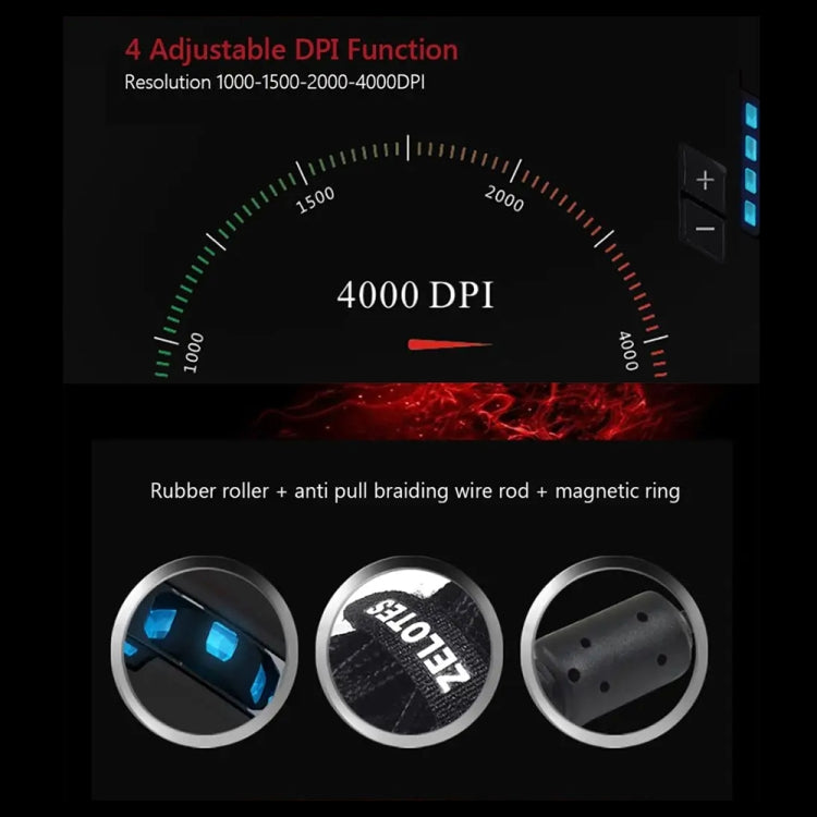 ZELOTES C12 12-buttons Ergonomic Programming Custom Gaming Wired Mouse(Black)