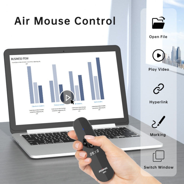 ASiNG A81 PPT Page Turning Clicker With Timing Function & 32G 3-in-1 USB Receiver, Color: Red Light