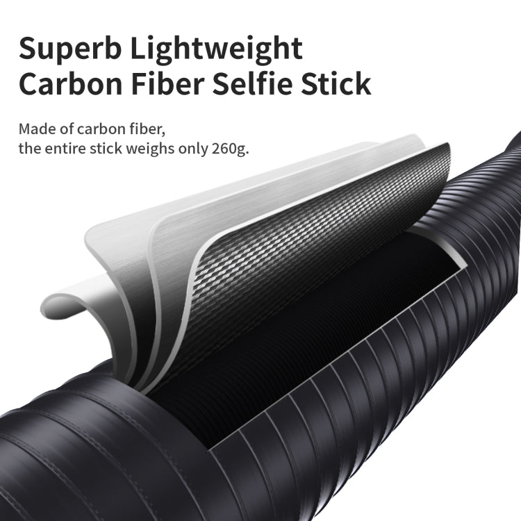 aMagisn 3m Carbon Fiber Invisible Selfie Stick Extension Rod For Action Camera