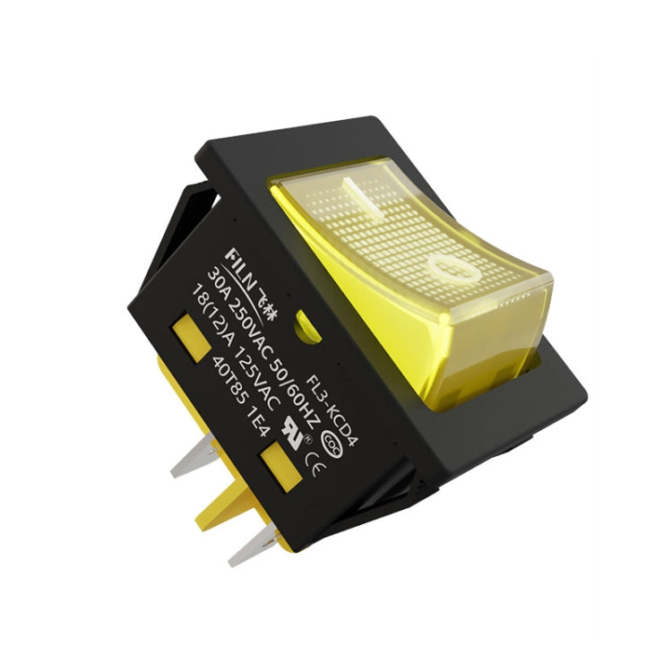 FILN 220V 30A Split Dustproof Boat-type Switch With Light, Specifications: No Waterproof 4 Pin 2 Gear Yellow Light