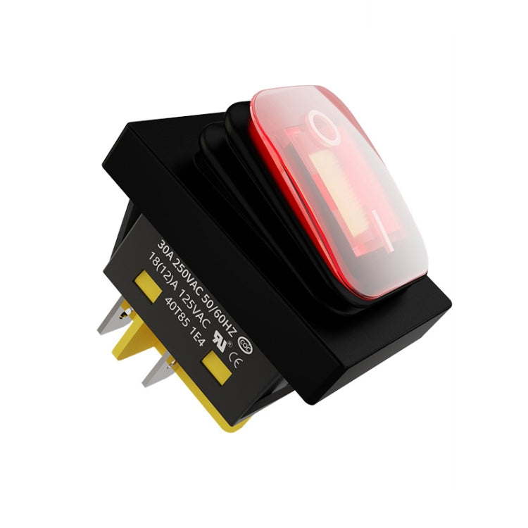 FILN 220V 30A Split Dustproof Boat-type Switch With Light, Specifications: Waterproof 4 Pin 2 Gear Red Light