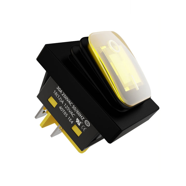 FILN 220V 30A Split Dustproof Boat-type Switch With Light, Specifications: Waterproof 4 Pin 2 Gear Yellow Light