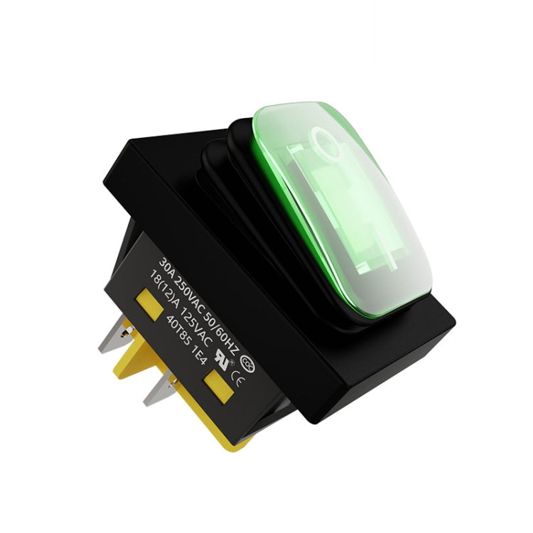 FILN 220V 30A Split Dustproof Boat-type Switch With Light, Specifications: Waterproof 4 Pin 2 Gear Green Light
