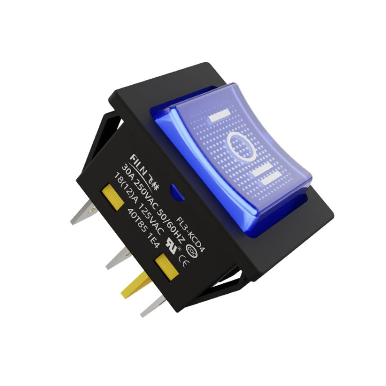 FILN 220V 30A Split Dustproof Boat-type Switch With Light, Specifications: No Waterproof 6 Pin 3 Gear Blue Light