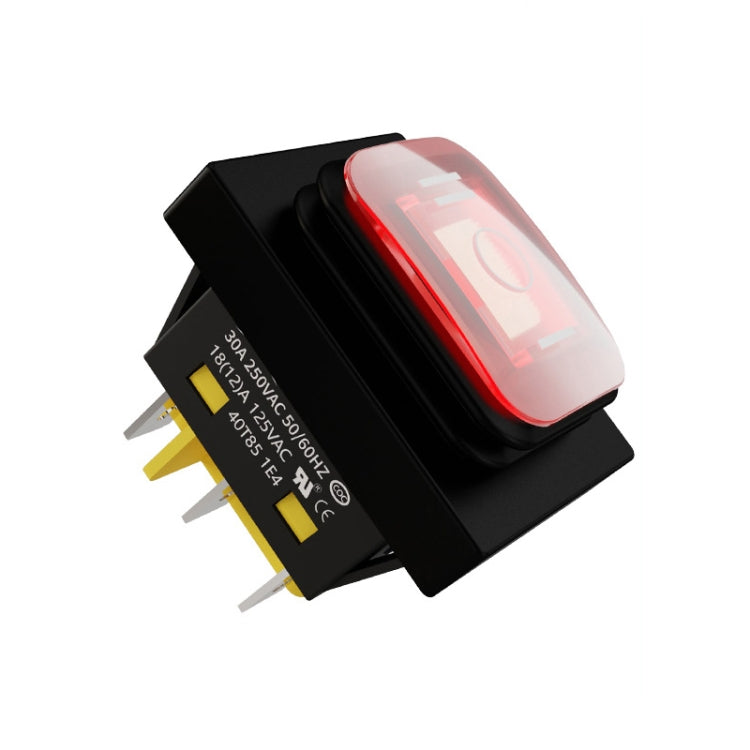 FILN 220V 30A Split Dustproof Boat-type Switch With Light, Specifications: Waterproof 6 Pin 3 Gear Red Light