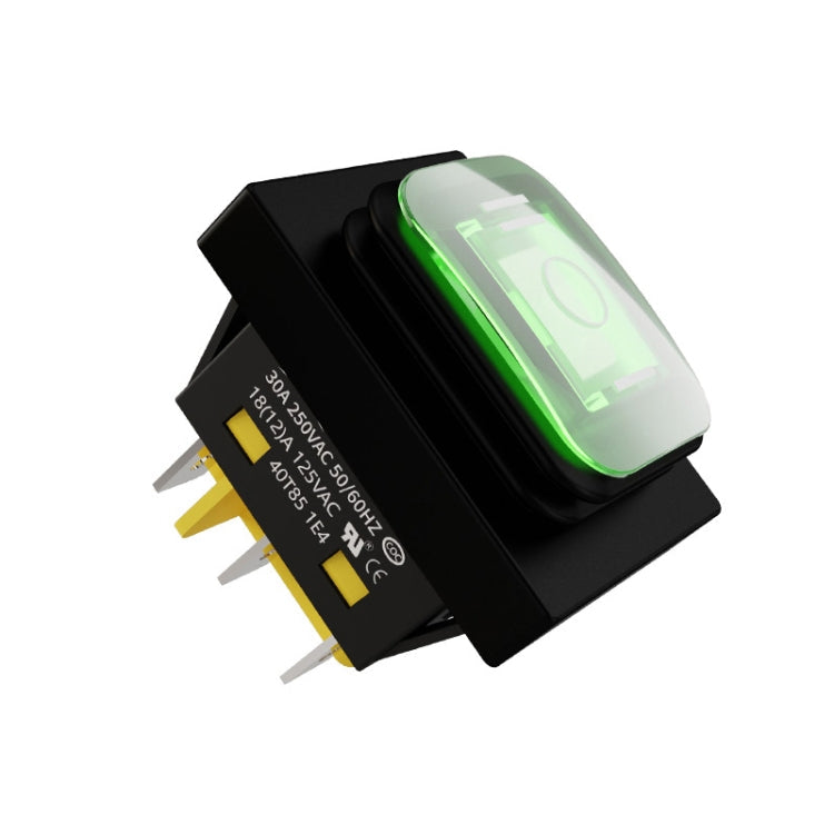 FILN 220V 30A Split Dustproof Boat-type Switch With Light, Specifications: Waterproof 6 Pin 3 Gear Green Light