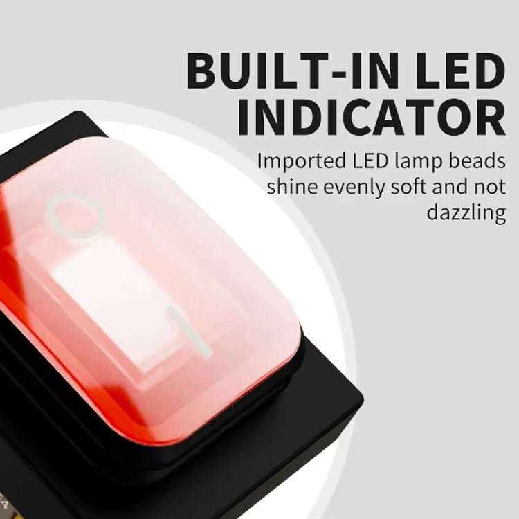 FILN 220V 30A Split Dustproof Boat-type Switch With Light, Specifications: No Waterproof 6 Pin 3 Gear Red Light